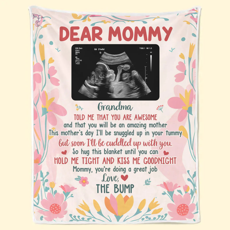 Custom Photo Cuddled Up With You, My Little Bump - Family Personalized Custom Blanket - Baby Shower Gift, Gift For Mom, Grandma, New Moms