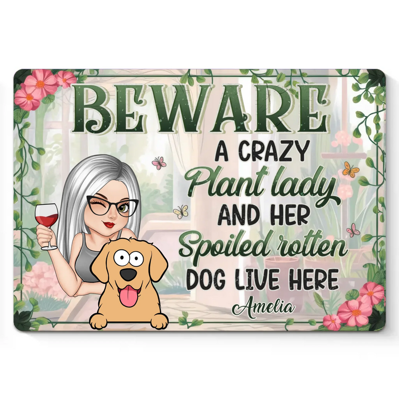 In A World Of Plants And Paws - Dog Personalized Custom Home Decor Metal Sign - House Warming Gift For Pet Owners, Pet Lovers