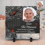 Custom Photo The Moment Your Heart Stopped Mine Changed Forever - Memorial Personalized Custom Square Shaped Stone With Stand - Sympathy Gift For Family Members