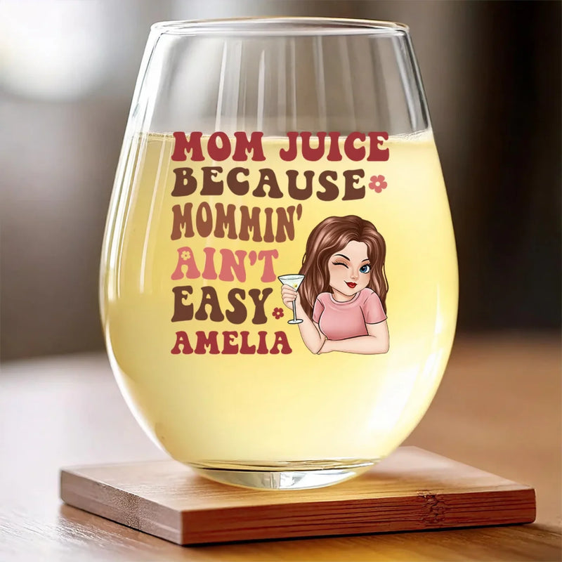 First My Mom, Forever My Friend - Family Personalized Custom Wine Glass - Mother's Day, Gift For Mom, Grandma