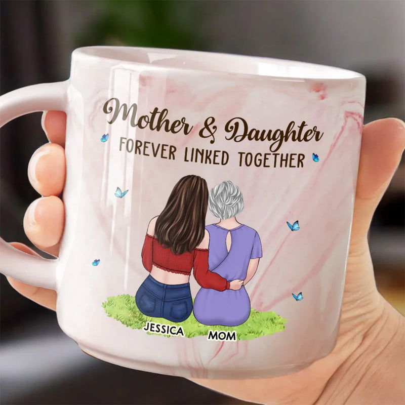 A Mother’s Love, A Daughter’s Strength - Family Personalized Custom Marble Mug - Mother's Day, Gift For Mom, Daughter