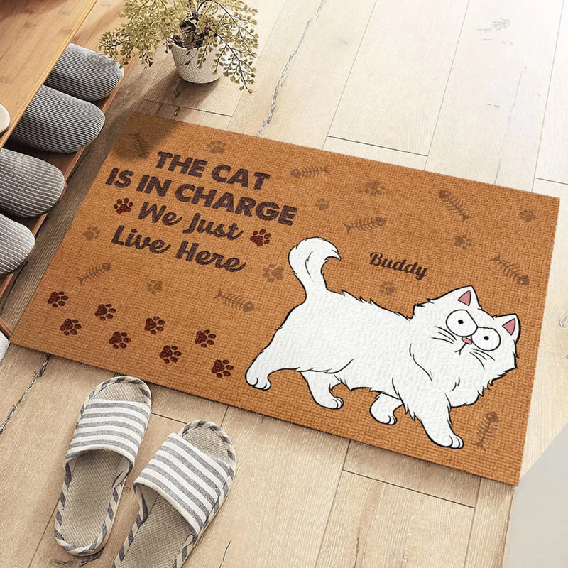 The Cats Are In Charge - Cat Personalized Custom Home Decor Decorative Mat - House Warming Gift For Pet Owners, Pet Lovers