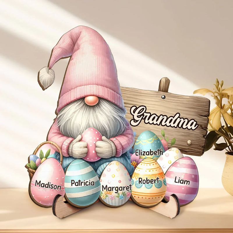 Grandma’s Love Is Pure Magic - Family Personalized Custom 2-Layered Wooden Plaque With Stand - Easter Gift For Mom, Grandma