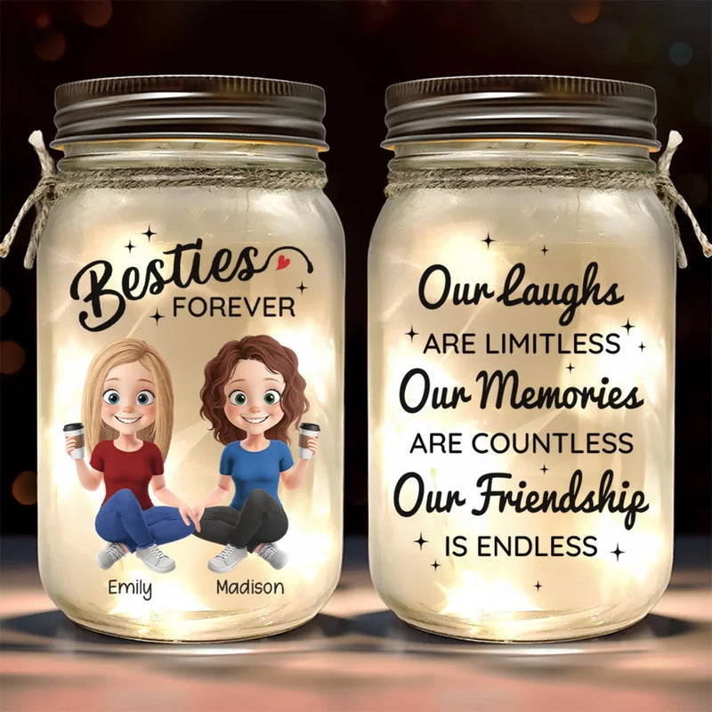 True Friendship Is Rare And Precious - Family Personalized Custom Mason Jar Light - Gift For Mom, Daughter