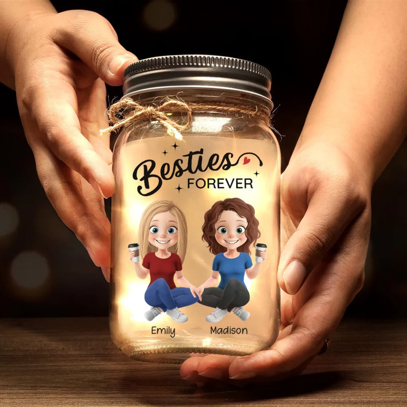 True Friendship Is Rare And Precious - Family Personalized Custom Mason Jar Light - Gift For Mom, Daughter