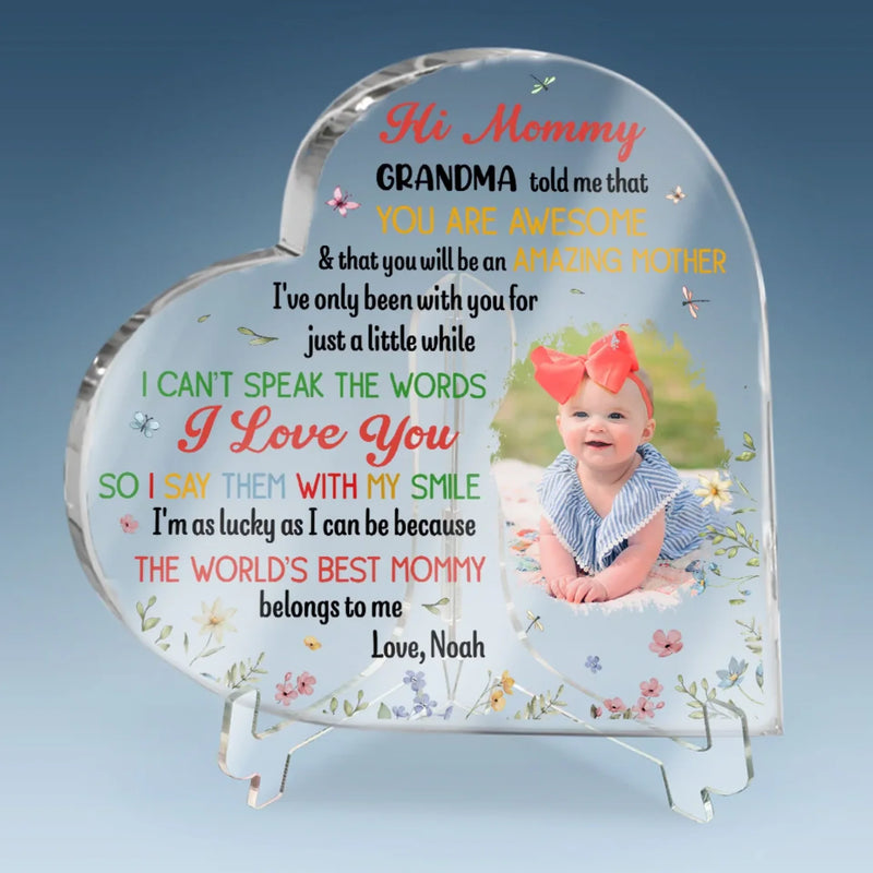 Custom Photo Let Your Love Shine Through Every Glance - Family Personalized Custom Heart Shaped Acrylic Plaque - Mother's Day, Baby Shower Gift, Gift For Mom, Grandma, New Moms
