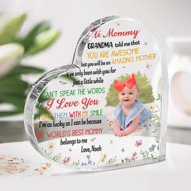 Custom Photo Let Your Love Shine Through Every Glance - Family Personalized Custom Heart Shaped Acrylic Plaque - Mother's Day, Baby Shower Gift, Gift For First Mom