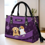 Paws, Love, And Happiness - Dog & Cat Personalized Custom Leather Handbag - Gift For Dog Lovers, Cat Lovers