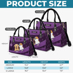 Paws, Love, And Happiness - Dog & Cat Personalized Custom Leather Handbag - Gift For Dog Lovers, Cat Lovers
