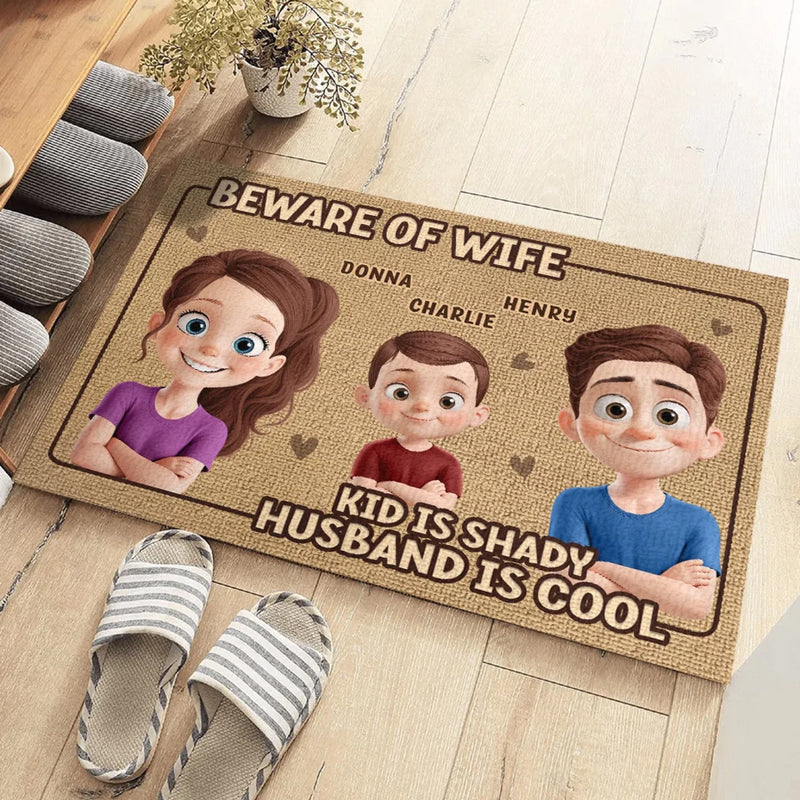 Love Begins At Home - Family Personalized Custom Home Decor Decorative Mat - House Warming Gift For Wife, Husband, Kids