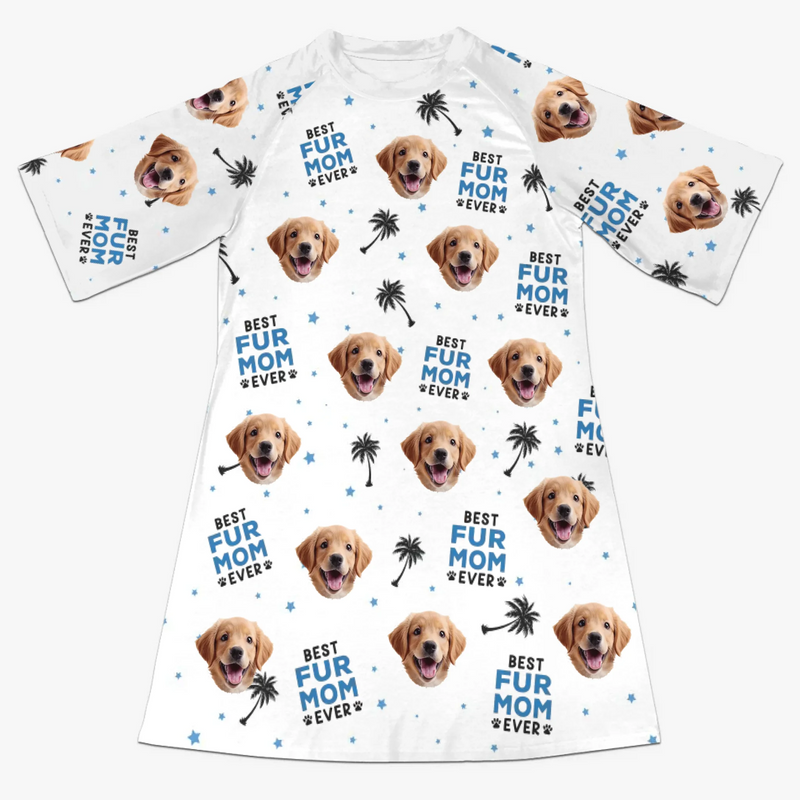 Custom Photo Best Fur Mom Ever - Dog & Cat Personalized Custom Women's Sleep Tee - Gift For Pet Owners, Pet Lovers