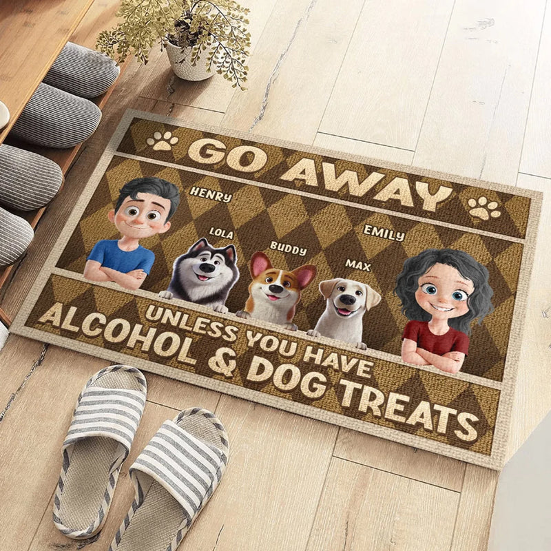 Bring Gifts Or Turn Back - Couple Personalized Custom Home Decor Decorative Mat - House Warming Gift For Husband Wife, Anniversary, Pet Owners, Pet Lovers