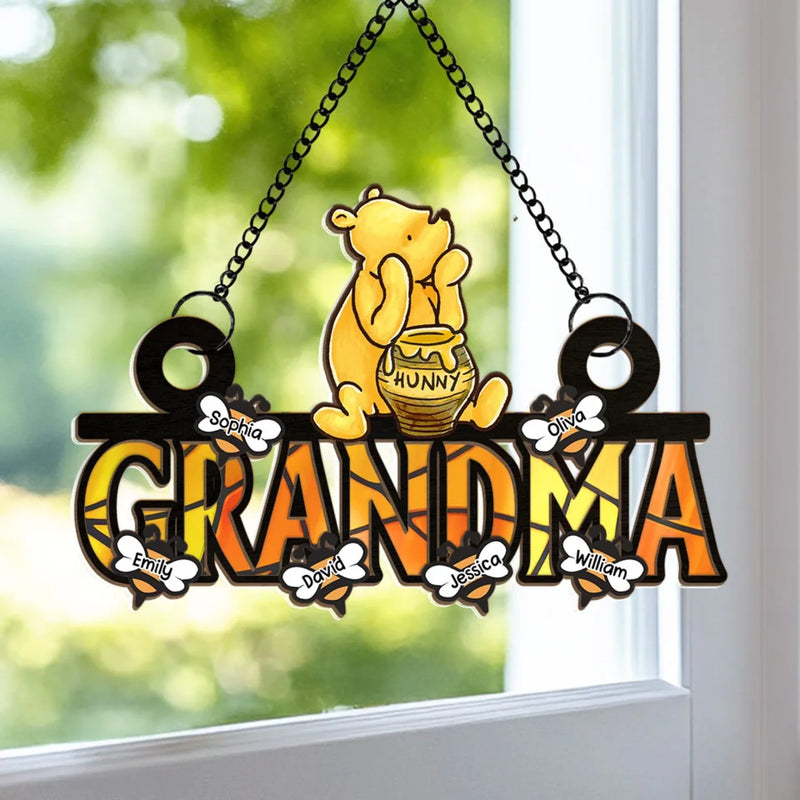 The Love Between A Grandma And Grandchild Is Forever - Family Personalized Window Hanging Suncatcher Ornament - Mother's Day, Gift For Mom, Grandma