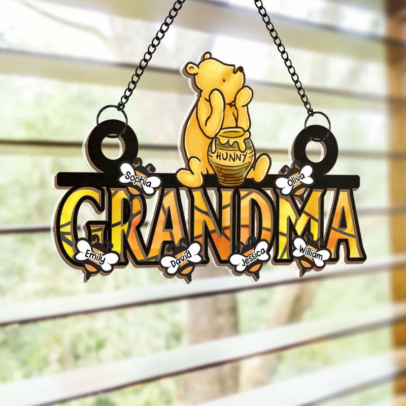The Love Between A Grandma And Grandchild Is Forever - Family Personalized Window Hanging Suncatcher Ornament - Mother's Day, Gift For Grandma, Grandparent