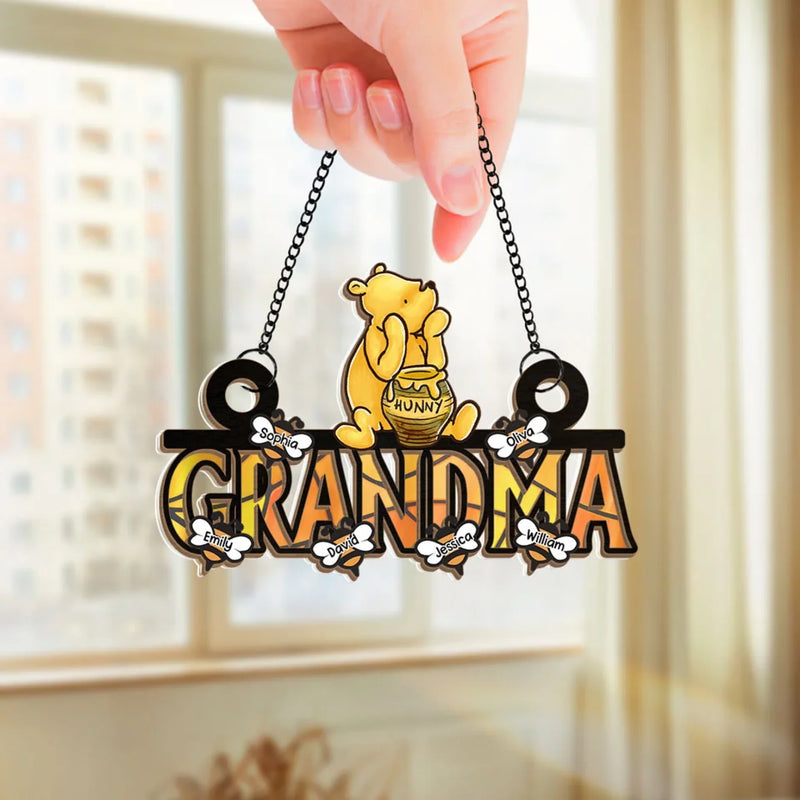 The Love Between A Grandma And Grandchild Is Forever - Family Personalized Window Hanging Suncatcher Ornament - Mother's Day, Gift For Grandma, Grandparent