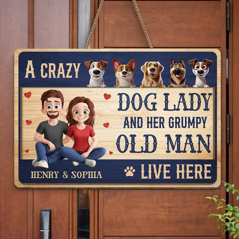 Home Of Barking Security And Unconditional Love - Couple Personalized Custom Home Decor Wood Sign - Gift For Husband Wife, Anniversary, Pet Owners, Pet Lovers