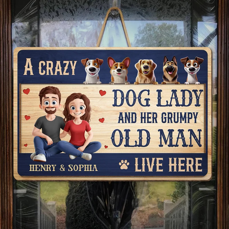 Home Of Barking Security And Unconditional Love - Couple Personalized Custom Home Decor Wood Sign - Gift For Husband Wife, Anniversary, Pet Owners, Pet Lovers
