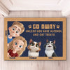 No Treats, No Welcome - Couple Personalized Custom Home Decor Decorative Mat - House Warming Gift For Husband Wife, Anniversary, Pet Owners, Pet Lovers