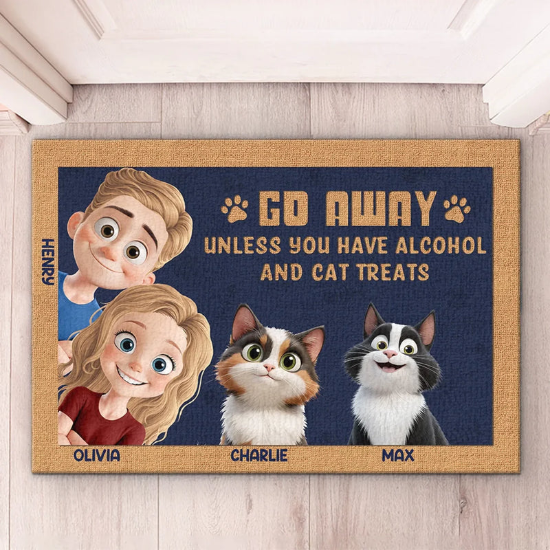 No Treats, No Welcome - Couple Personalized Custom Home Decor Decorative Mat - House Warming Gift For Husband Wife, Anniversary, Pet Owners, Pet Lovers