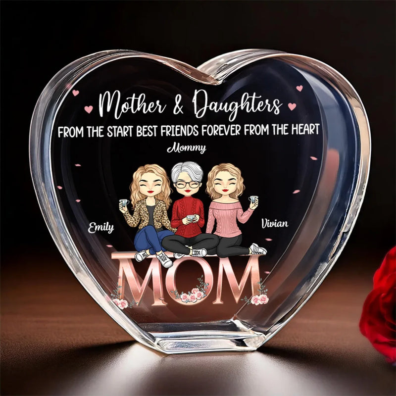 We Are Best Friends Forever From The Heart - Family Personalized Custom 3D Crystal Heart Shaped - Mother's Day, Gift For Mom, Daughter