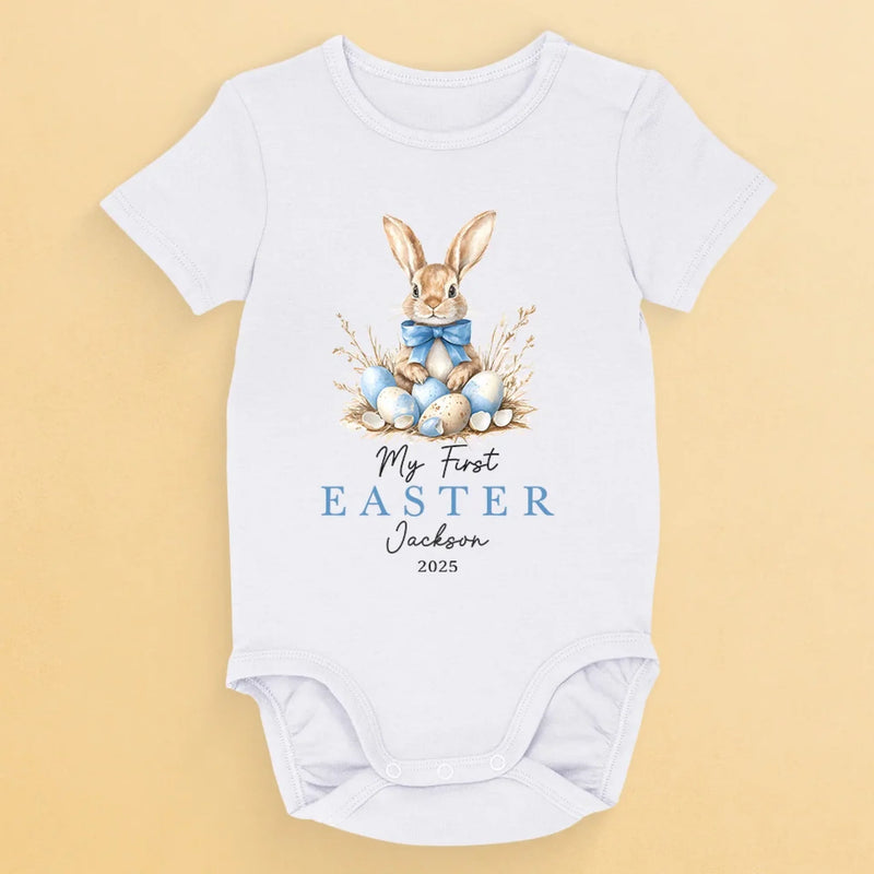 Bunny Bowties & Easter Vibes - Family Personalized Custom Baby Onesie - Easter Gift For Baby Kids, Newborn Baby