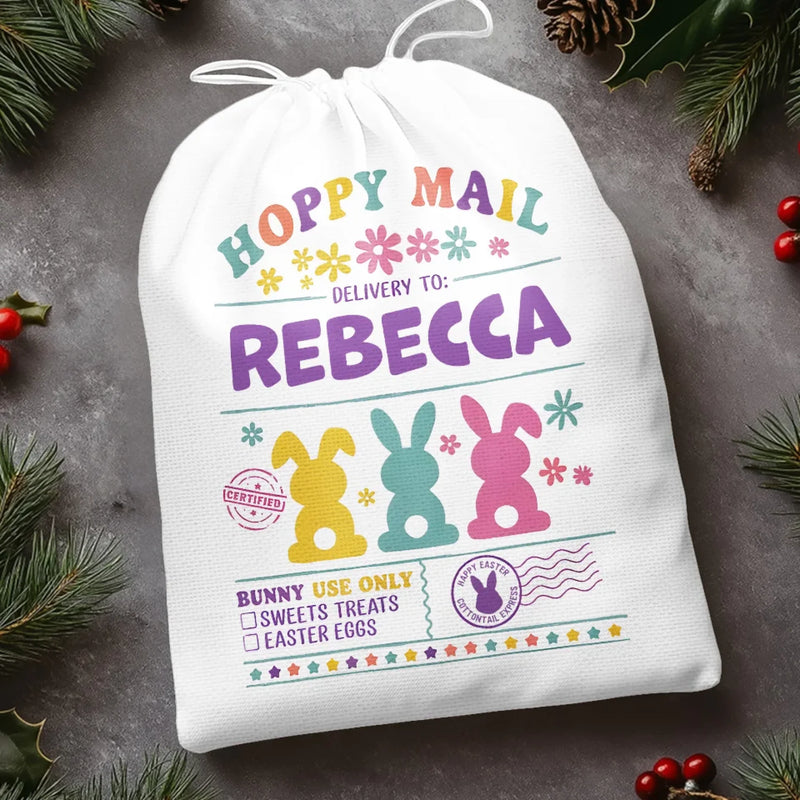 Hoppy Mail, Sweet Surprises Await - Family Personalized Custom Favor Bag - Easter Gift For Family Members