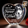 Photo personnalisée gravée en cristal 3D en forme de cœur - Cadeaux de condoléances personnalisés pour animaux de compagnie pour chiens, chats, perte d'un chien - Votre amour vit dans mon cœur