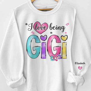 J'aime mes petits-enfants - Sweat-shirt unisexe personnalisé avec motif sur la manche - Fête des Mères, cadeau pour maman, grand-mère
