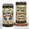 Aventure, amour et feu de camp - Gobelet isotherme 4 en 1 personnalisé pour camping - Cadeau pour couple, mari, femme, amoureux du camping