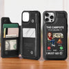 Le camping vous appelle - Étui portefeuille à rabat en cuir personnalisé pour téléphone portable - Cadeau pour les amateurs de camping
