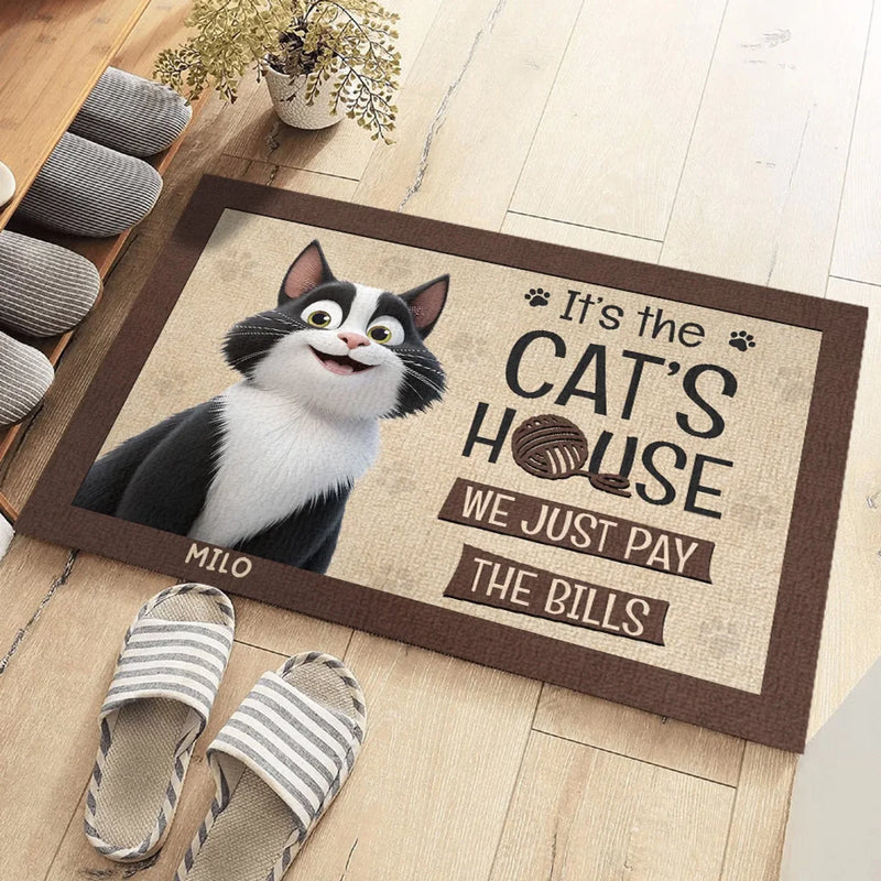 Home Is Where The Cat Rules - Cat Personalized Custom Home Decor Decorative Mat - House Warming Gift For Cat Lovers, Pet Owners