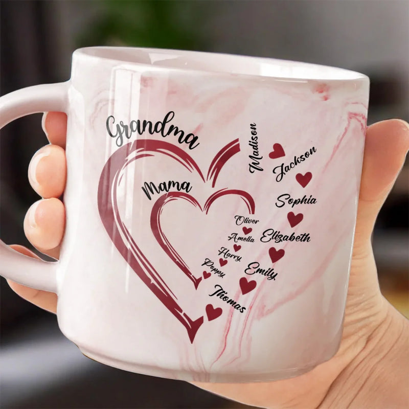 A Mother's Love Knows No Bounds - Family Personalized Custom Marble Mug - Mother's Day, Gift For Mom, Grandma