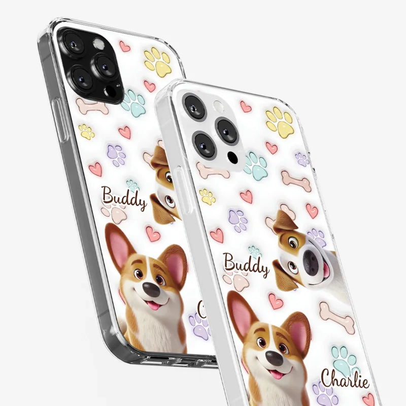 Four Paws, One Heart - Dog Personalized Custom 3D Inflated Effect Printed Clear Phone Case - Gift For Pet Owners, Pet Lovers