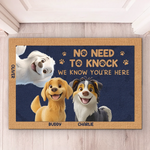 Paws Up, We’re Here - Dog Personalized Custom Home Decor Decorative Mat - House Warming Gift For Dog Lovers, Pet Owners