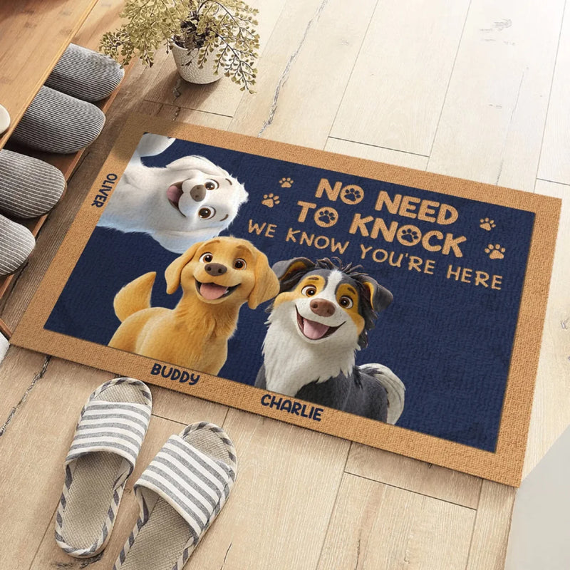 Paws Up, We’re Here - Dog Personalized Custom Home Decor Decorative Mat - House Warming Gift For Pet Owners, Pet Lovers
