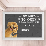 Paws Up, We’re Here - Dog Personalized Custom Home Decor Decorative Mat - House Warming Gift For Dog Lovers, Pet Owners