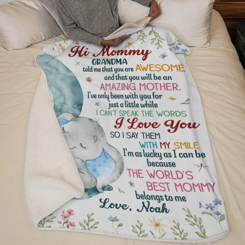 The World's Best Mommy - Family Personalized Custom Blanket - Mother's Day, Baby Shower Gift, Gift For New Moms, Mom