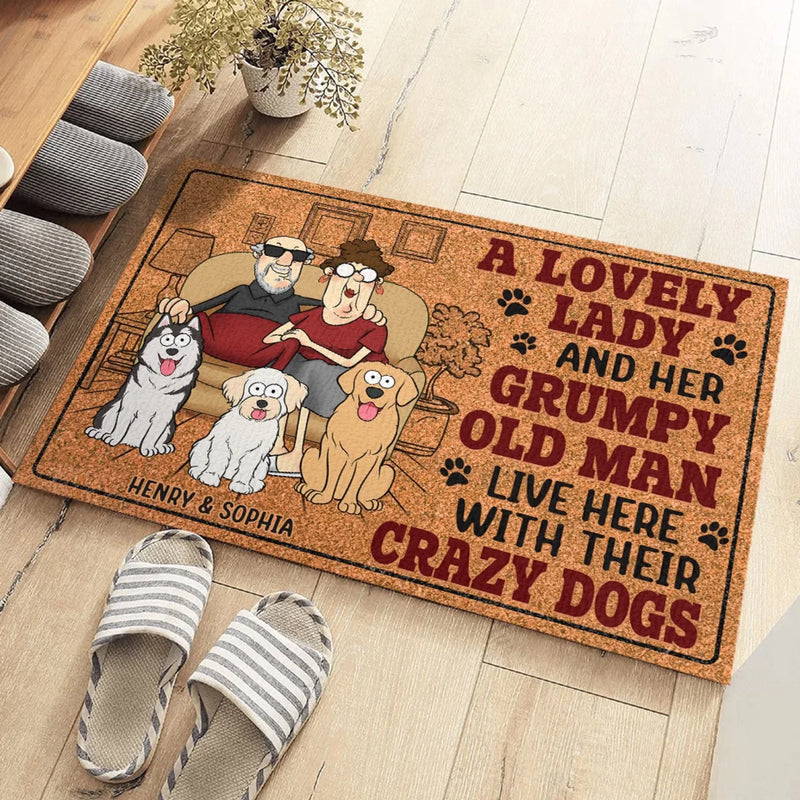 Fluff, Love & A Bit Of Grump - Couple Personalized Custom Home Decor Decorative Mat - House Warming Gift For Husband Wife, Anniversary, Pet Owners, Pet Lovers