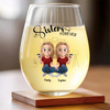 Sisters Forever - Bestie Personalized Custom Wine Glass - Gift For Best Friends, BFF, Sisters