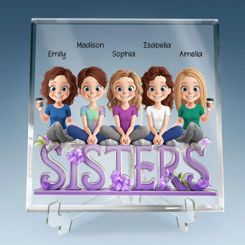We Go Together Like Coffee And Donuts - Bestie Personalized Custom Square Shaped Acrylic Plaque - Gift For Sisters, Best Friends
