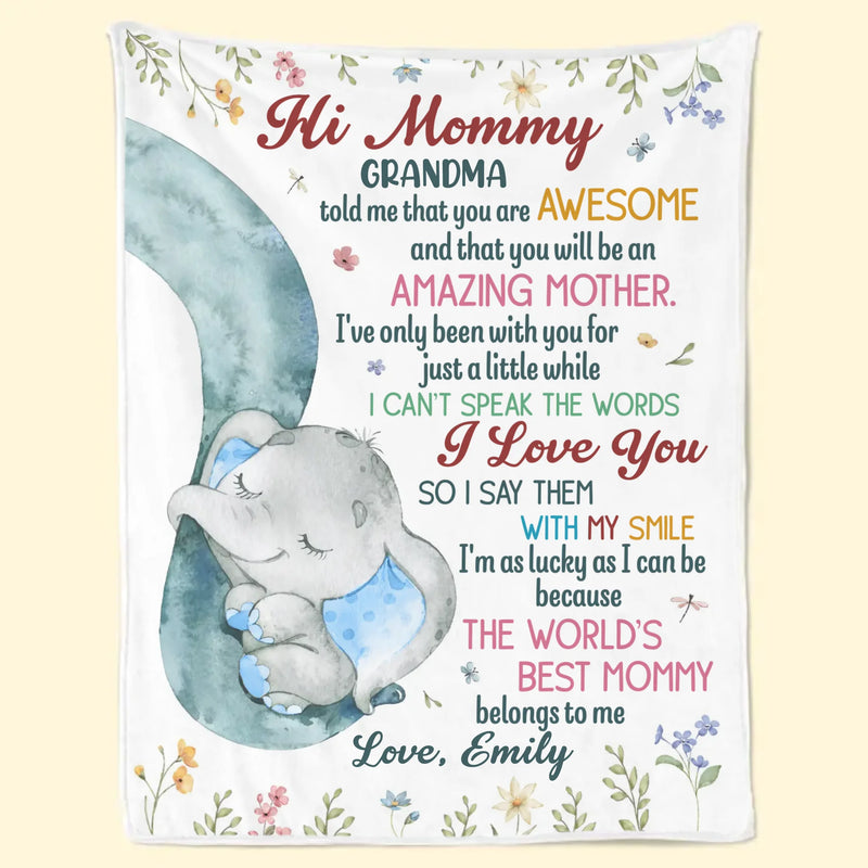 The World's Best Mommy - Family Personalized Custom Blanket - Mother's Day, Baby Shower Gift, Gift For New Moms, Mom
