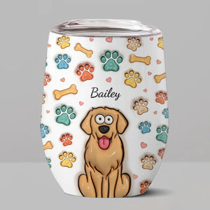 La vie est meilleure avec des pattes - Verre à vin personnalisé avec effet gonflé 3D imprimé pour chien et chat - Cadeau pour propriétaires et amoureux des animaux
