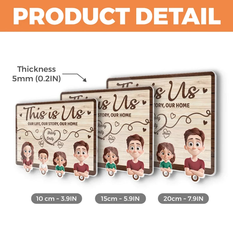 This Is Us - Family Personalized Custom Acrylic Puzzle Key Holder - House Warming Gift For Family Members