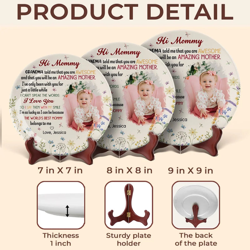 Custom Photo Our First Miracle, Our Forever Love - Family Personalized Custom Ceramic Plate - Mother's Day, Baby Shower Gift, Gift For New Moms, Mom
