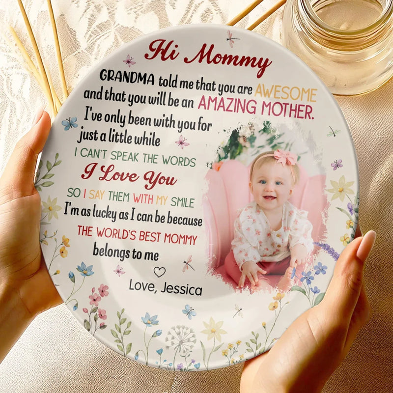 Custom Photo Our First Miracle, Our Forever Love - Family Personalized Custom Ceramic Plate - Mother's Day, Baby Shower Gift, Gift For New Moms, Mom