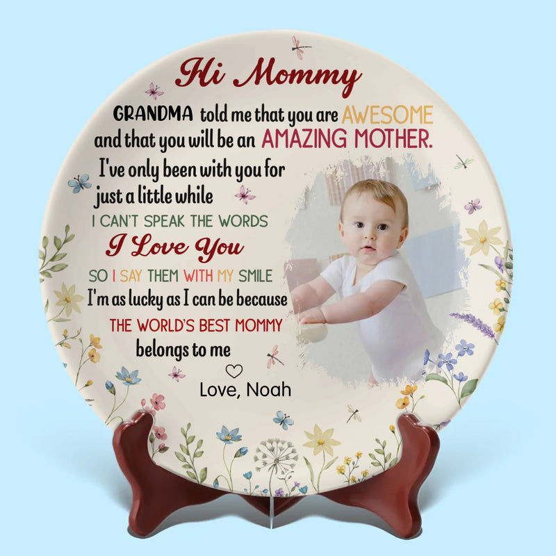 Custom Photo Our First Miracle, Our Forever Love - Family Personalized Custom Ceramic Plate - Mother's Day, Baby Shower Gift, Gift For New Moms, Mom
