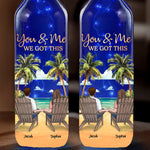 Side By Side, Through Every Storm - Couple Personalized Custom Blue Bottle Lamp - Gift For Couple