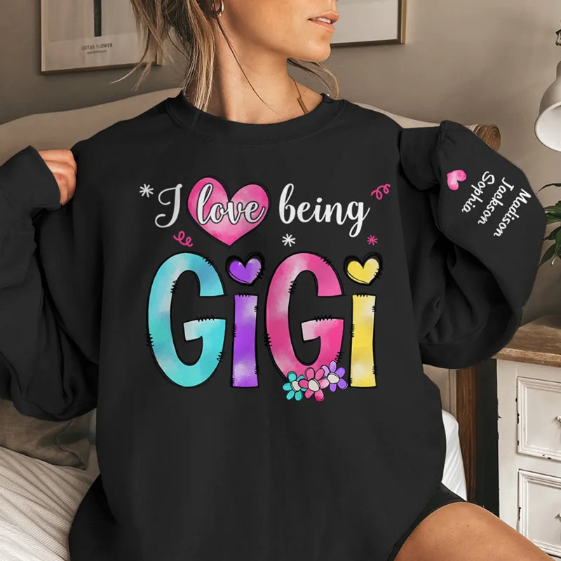 Cherished Moments with Grandkids - Family Personalized Custom Unisex Sweatshirt, Hoodie With Design On Sleeve - Mother's Day, Gift For Grandma