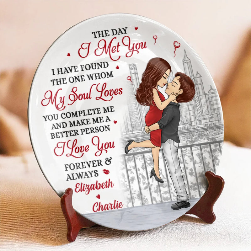 My Soulmate, My Forever - Couple Personalized Custom Ceramic Plate - Gift For Husband Wife, Anniversary, LGBTQ+