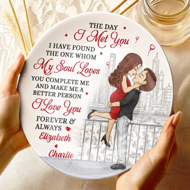 My Soulmate, My Forever - Couple Personalized Custom Ceramic Plate - Gift For Husband Wife, Anniversary, LGBTQ+